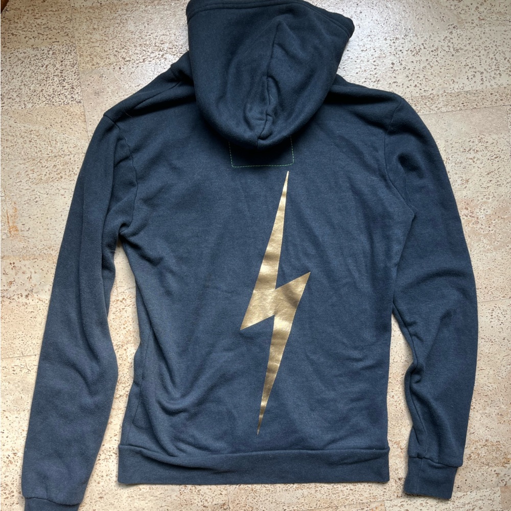 Aviator Nation zip gold bolt hoodie